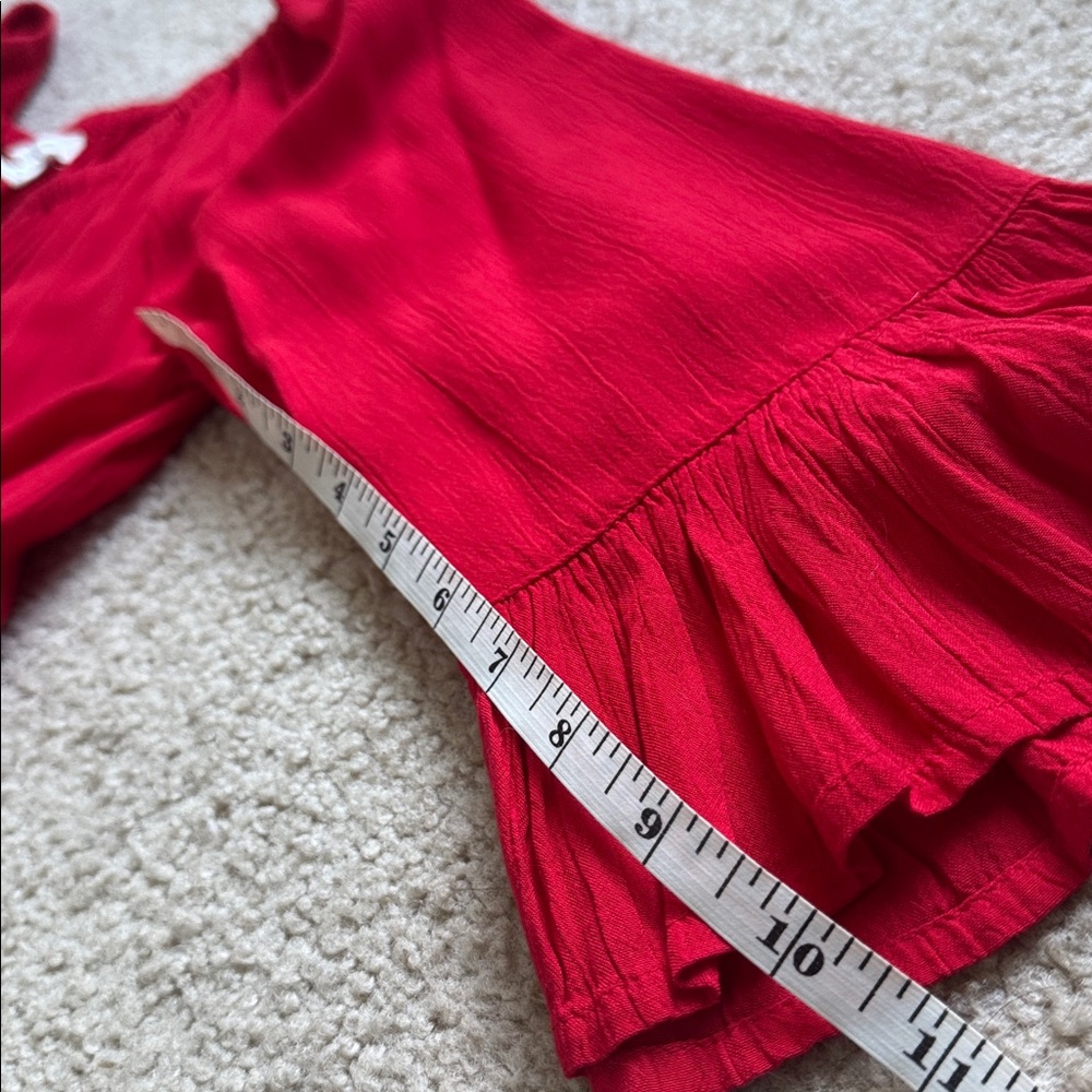 beachlunchlounge Red Off-Shoulder Ruffle Top - Picture 9 of 9